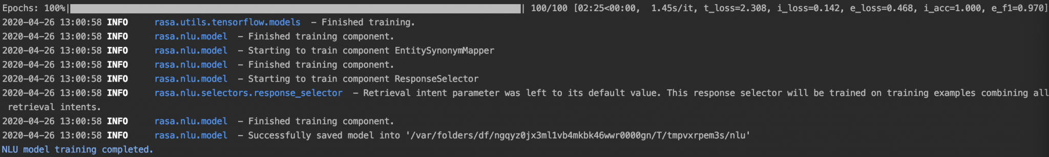 Figure 6: Terminal output snippet following model training