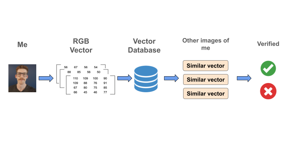 Figure 8: An example of how we might verify a user based on an image compared to a vector database containing images that user
